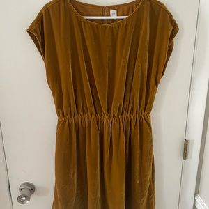 GAP mustard yellow velvet short sleeve skater dress size medium
